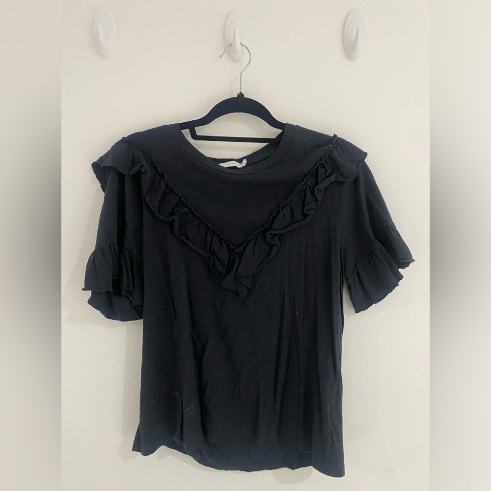 Lush navy ruffled t-shirt